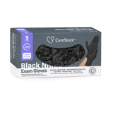 Exam Glove CareStock™ Small NonSterile Nitrile Standard Cuff Length Fully Textured Black Not Rated - BeHope
