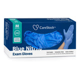 Exam Glove CareStock™ Medium NonSterile Nitrile Standard Cuff Length Textured Fingertips Blue Chemo Tested - BeHope