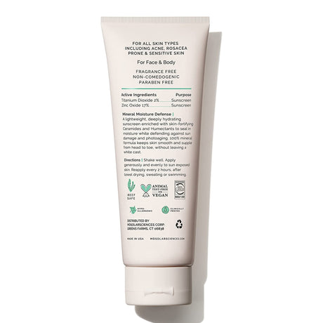 Sunscreen MDSolarsciences™ Mineral Moisture Defense SPF 50 Cream 3.4 oz. Tube - BeHope