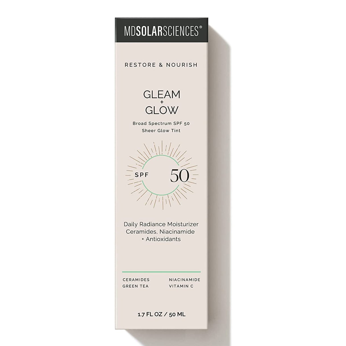 Facial Moisturizer with Sunscreen MDSolarsciences™ Gleam + Glow SPF50 1.7 oz. Tube Scented Cream - BeHope