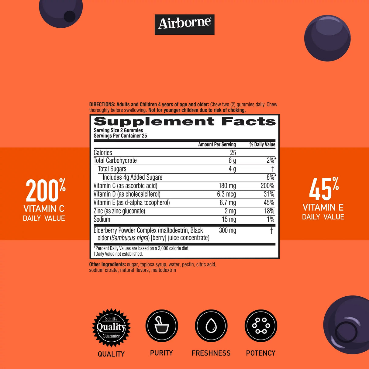 Immune Support Supplement Airborne® Gummy 50 per Bottle - BeHope