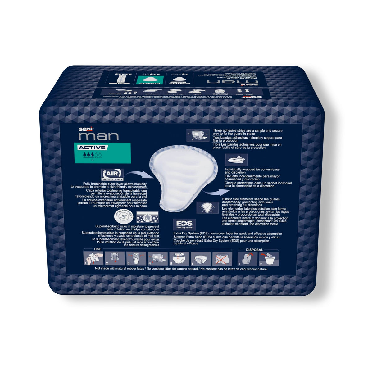 Bladder Control Pad Seni® Man Active 8-9/10 X 10-3/5 Inch Moderate Absorbency Super Absorbent Core One Size Fits Most - BeHope