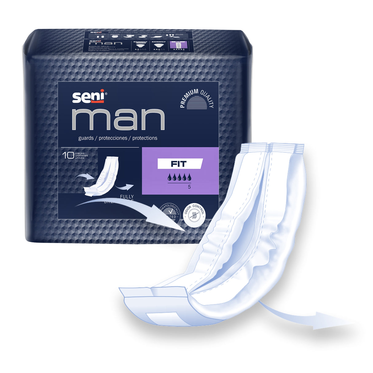 Bladder Control Pad Seni® Man Fit 3-1/2 X 15-7/10 Inch Moderate Absorbency Super Absorbent Core One Size Fits Most - BeHope