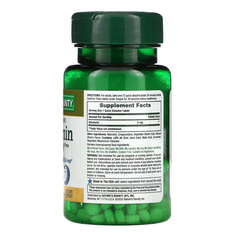 Sleep Aid Nature's Bounty® Melatonin Quick Dissolve for Restful Sleep - BeHope