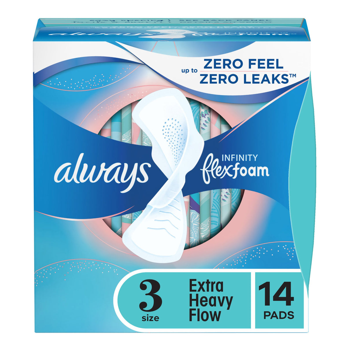 Feminine Pad Always® Infinity FlexFoam Extra Heavy Flow WIth Wings Heavy Absorbency - BeHope