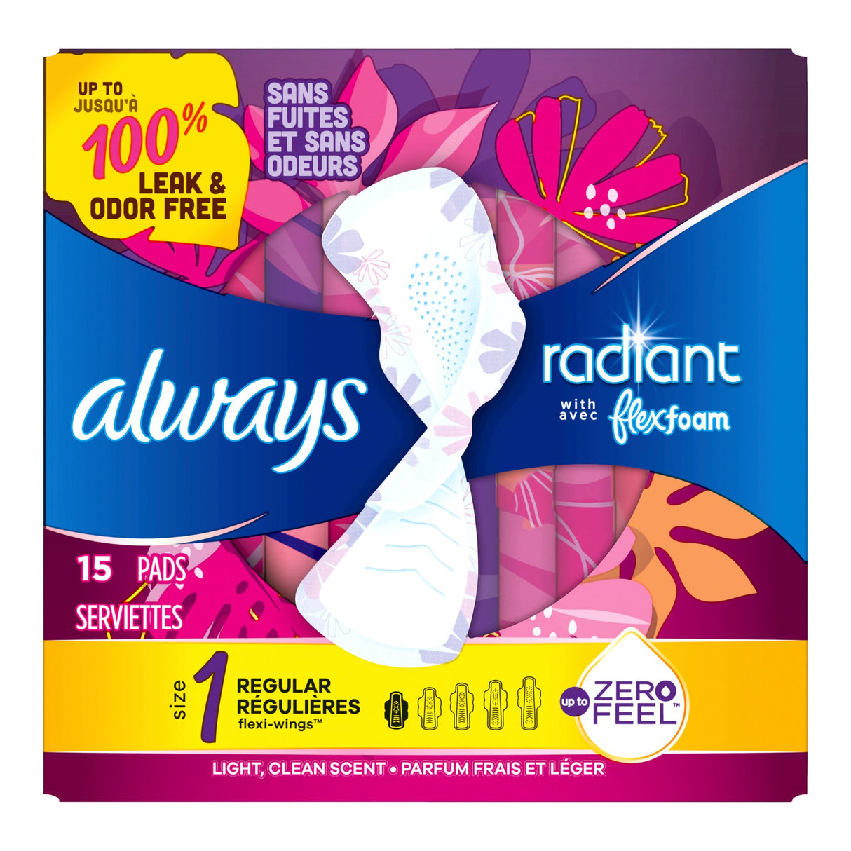 Feminine Pad Always® Radiant Flexfoam With Wings Worry-Free Protection - BeHope