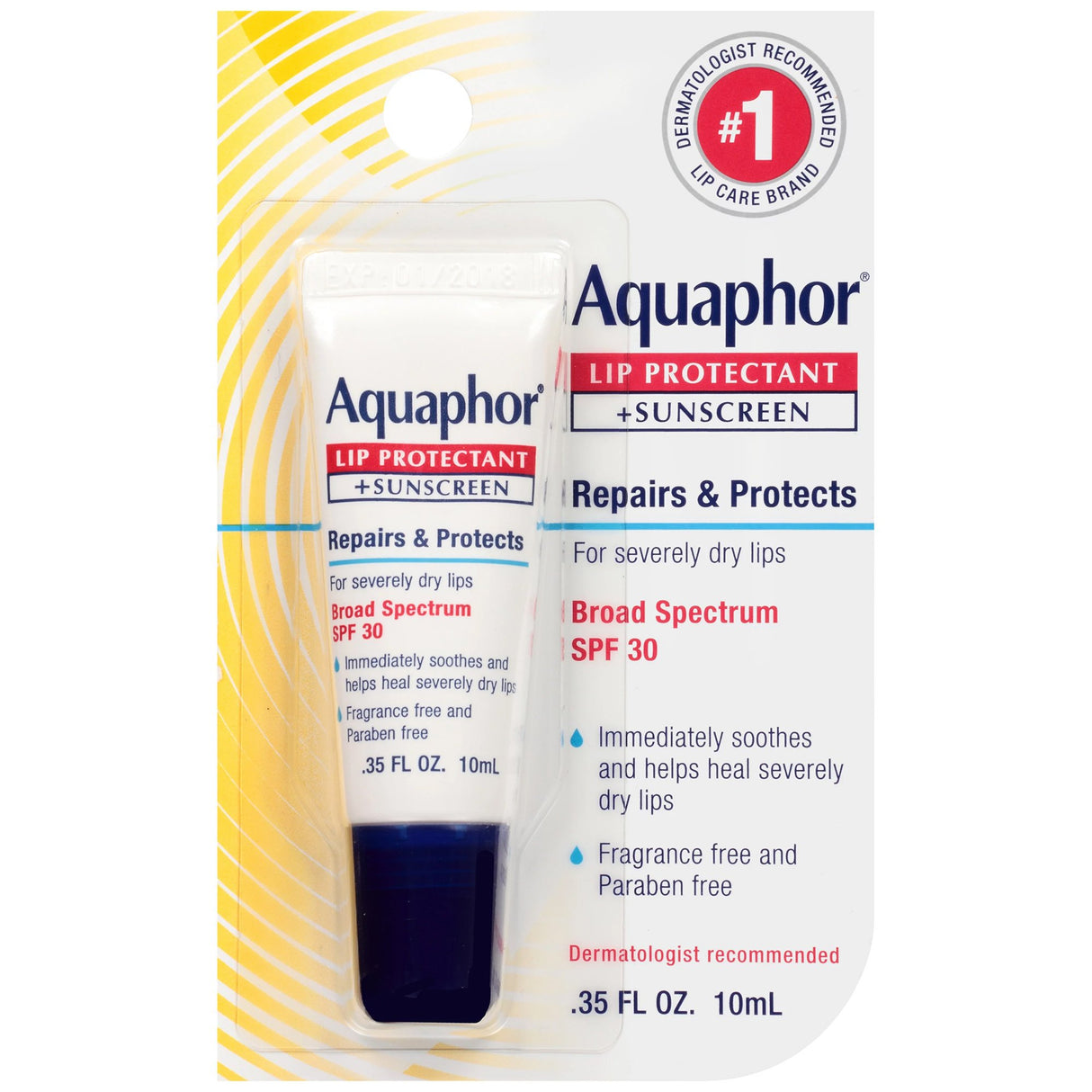 Lip Balm with Sunscreen Aquaphor® Lip Protectant + Sunscreen 0.35 oz. Tube - BeHope