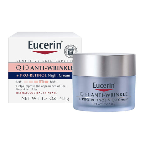 Facial Moisturizer Eucerin® Q10 Anti-Wrinkle + Pro-Retinol Night Cream 1.7 oz. Jar Unscented Cream - BeHope