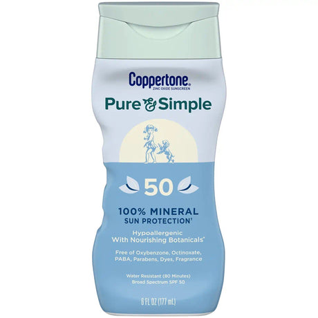 Sunscreen Coppertone® Pure and Simple SPF 50 Lotion 6 oz. Bottle - BeHope