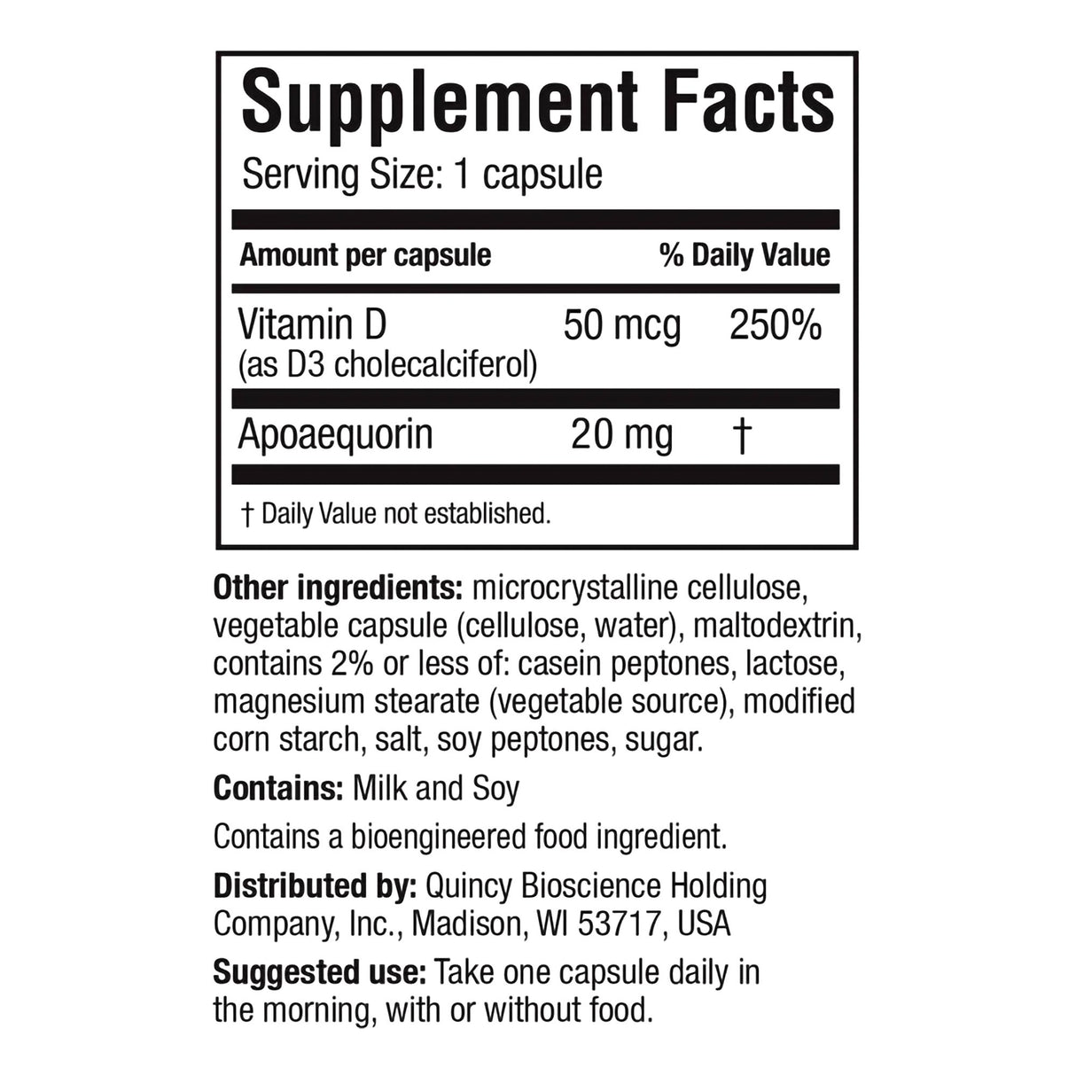 Brain Health Supplement Prevagen® Extra Strength Vitamin D / Apoaequorin 50 mcg - 20 mg Strength Capsule 30 per Bottle - BeHope