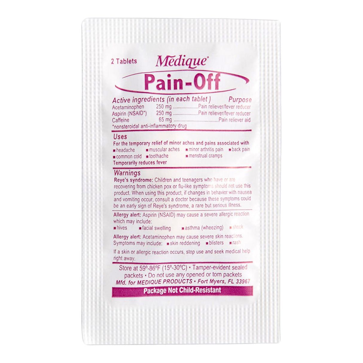 Pain-off® Acetaminophen Aspirin Caffeine Tablets for Headache Migraine Relief - BeHope
