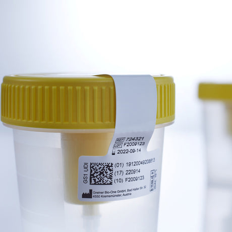 Urine Specimen Container with Integrated Transfer Device 100 mL (3.4 oz.) Screw Cap Patient Information Sterile - BeHope