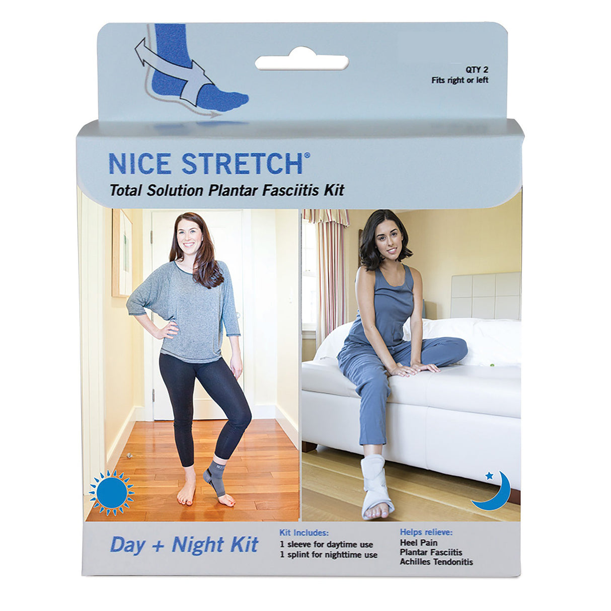 Plantar Fasciitis Support Kit Nice Stretch® Total Solution Plantar Fasciitis Relief Kit Small / Medium Hook and Loop Closure / Pull-On Men 5 and up / Women 6 and up Left or Right Foot - BeHope