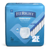 Absorbent Underwear FitRight® Bariatric Pull On with Tear Away Seams Adult 2X-Large Unisex Disposable Heavy Absorbency - BeHope