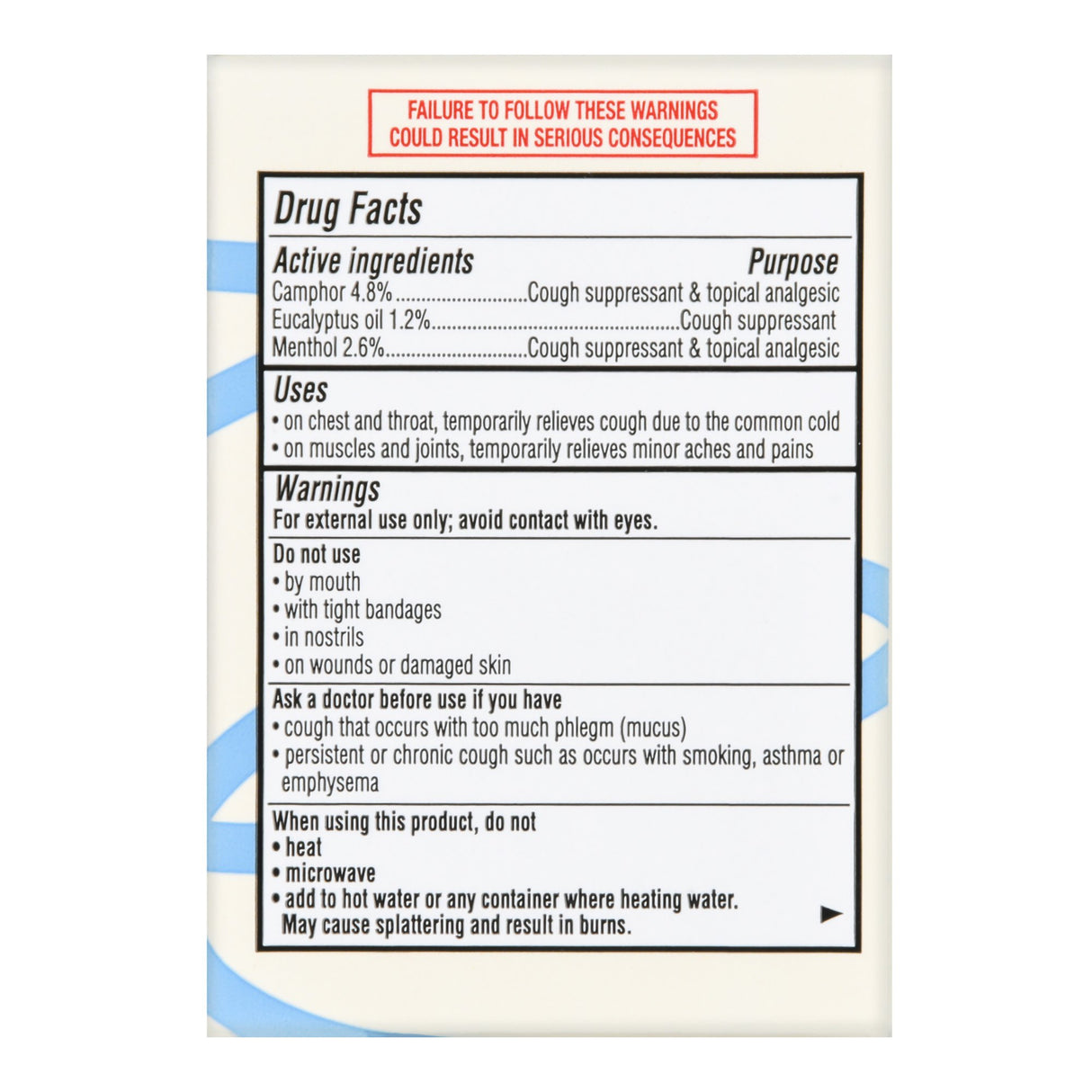 Chest Rub Foster & Thrive™ 4.8% / 2.6% / 1.2% Strength Ointment 3.5 oz. - BeHope