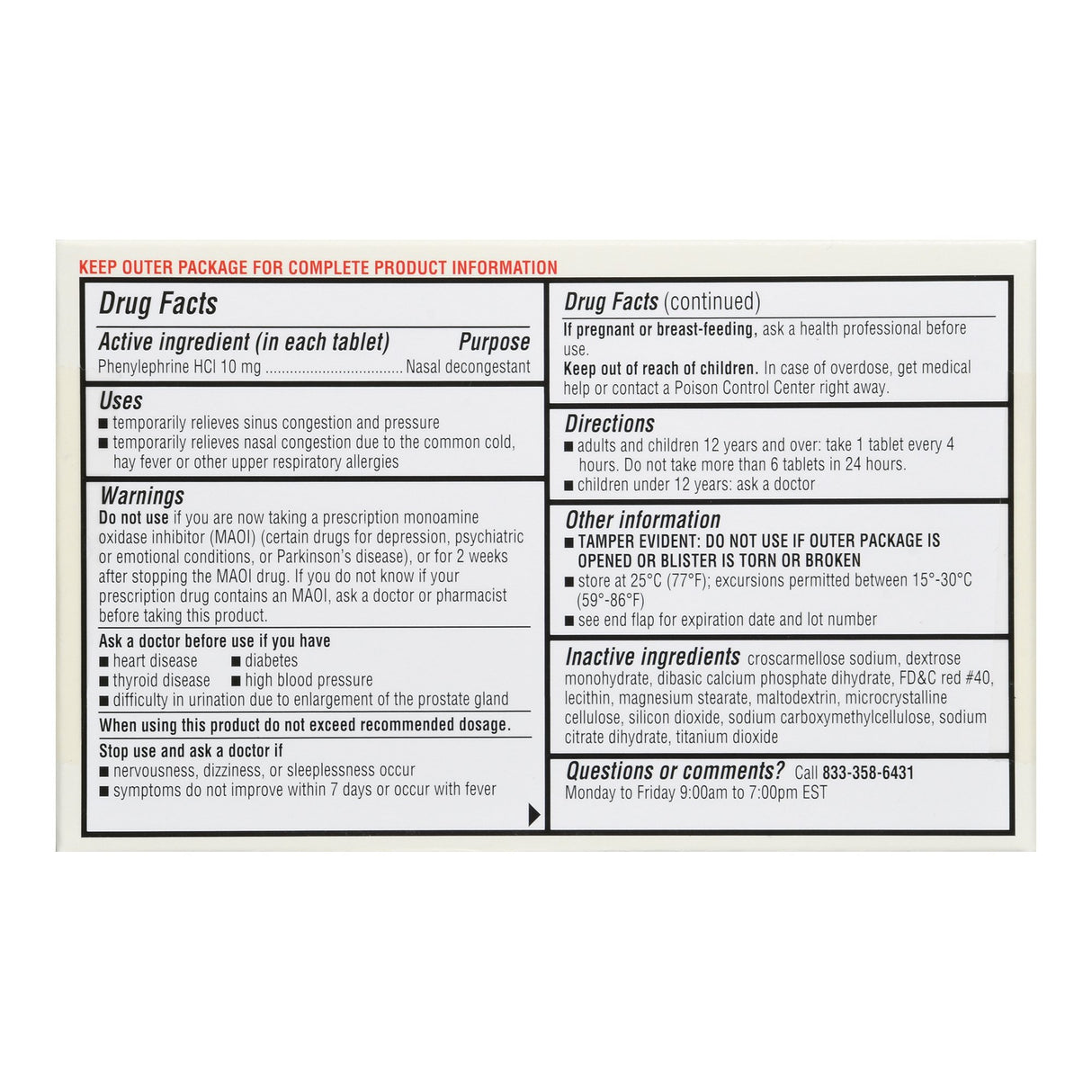 Sinus Relief Foster & Thrive™ 10 mg Strength Tablet 36 per Bottle - BeHope