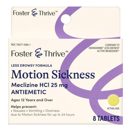 Nausea Relief Foster & Thrive™ Meclizine Motion Sickness Tablets Less Drowsy - BeHope