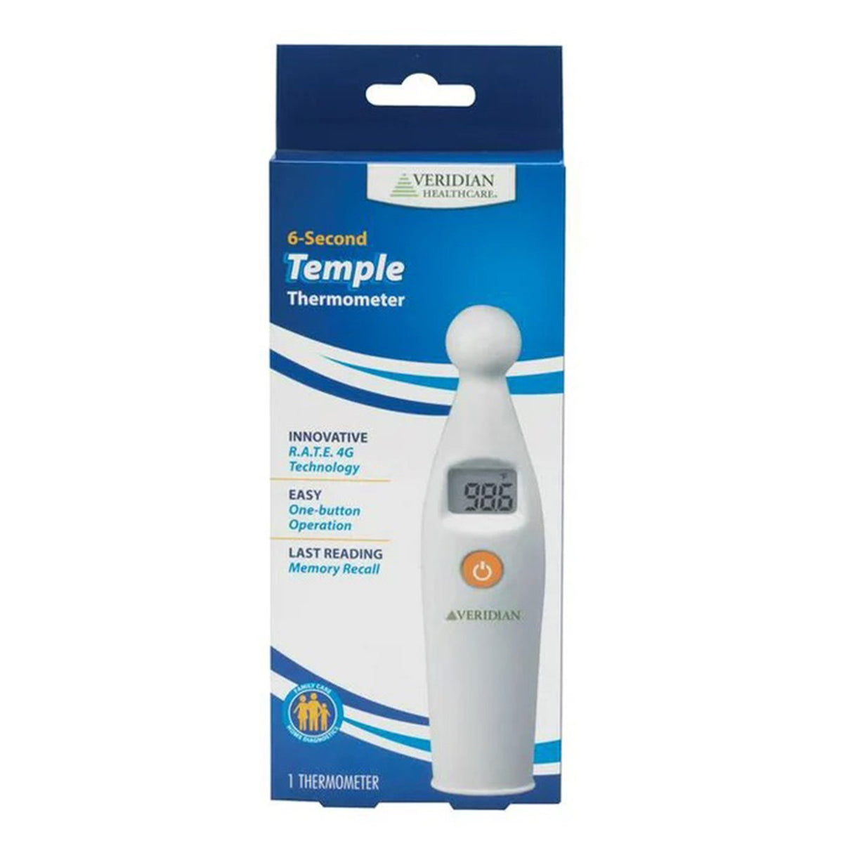 Temporal Contact Thermometer Veridian Temporal Probe Handheld - BeHope