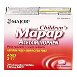 Children's Pain Relief / Fever Reducer Mapap® 160 mg Strength Acetaminophen Chewable Tablet 24 per Box - BeHope