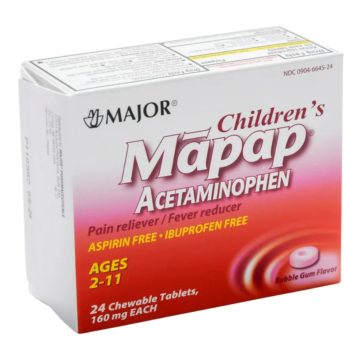 Children's Pain Relief / Fever Reducer Mapap® 160 mg Strength Acetaminophen Chewable Tablet 24 per Box - BeHope