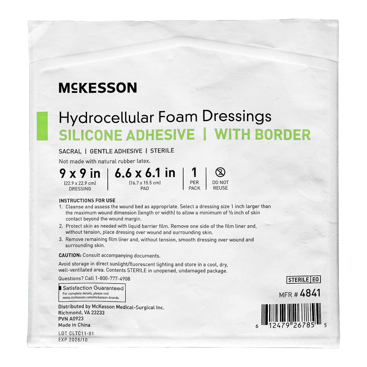 Foam Dressing McKesson 9 X 9 Inch With Border Waterproof Film Backing Silicone Gel Adhesive Sacral Sterile - BeHope
