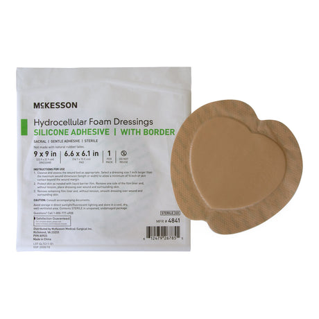 Foam Dressing McKesson 9 X 9 Inch With Border Waterproof Film Backing Silicone Gel Adhesive Sacral Sterile - BeHope