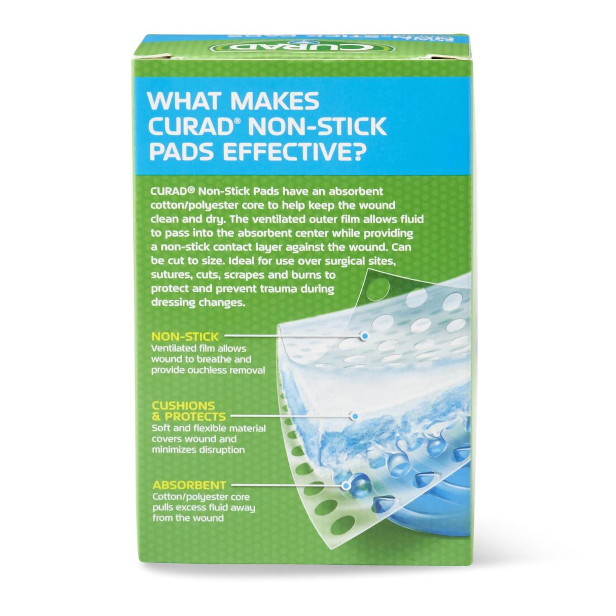 Non-Adherent Dressing with Adhesive Curad® 2 X 3 Inch Sterile 20 per Pack - BeHope