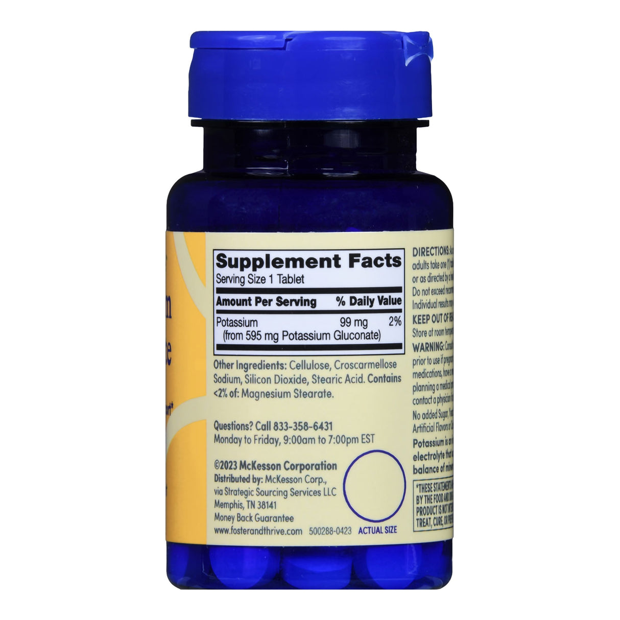 Dietary Supplement Foster & Thrive™ Potassium Gluconate 595 mg Strength Tablet 100 per Bottle - BeHope