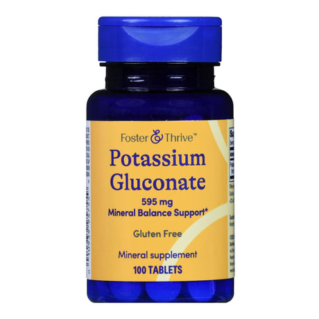 Dietary Supplement Foster & Thrive™ Potassium Gluconate 595 mg Strength Tablet 100 per Bottle - BeHope