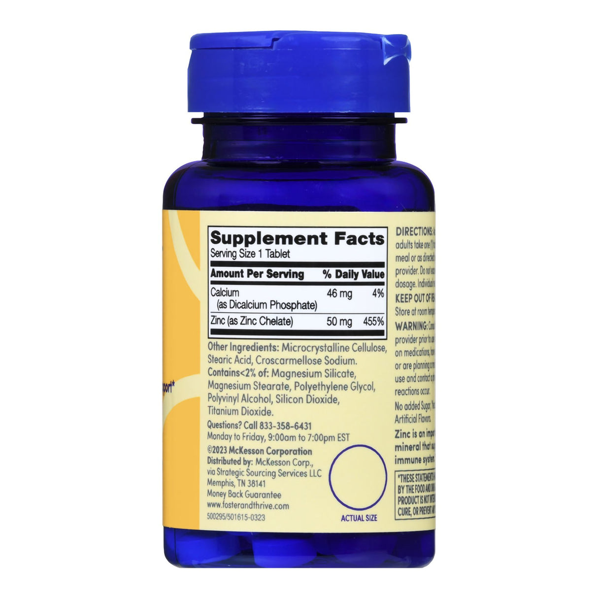 Mineral Supplement Foster & Thrive™ Zinc Gluconate 50 mg Strength Tablet 100 per Bottle Unflavored - BeHope