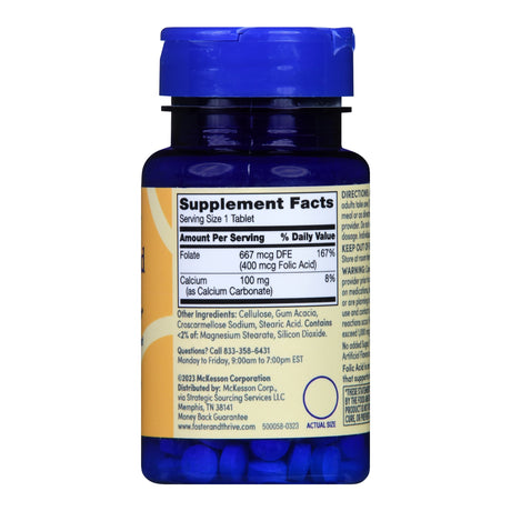 Vitamin Supplement Foster & Thrive™ Folic Acid 400 mcg Strength Tablet 250 per Bottle - BeHope