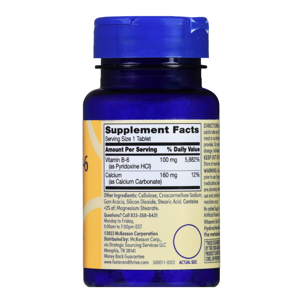 Vitamin Supplement Foster & Thrive™ Vitamin B6 100 mg Strength Tablet 100 per Bottle - BeHope