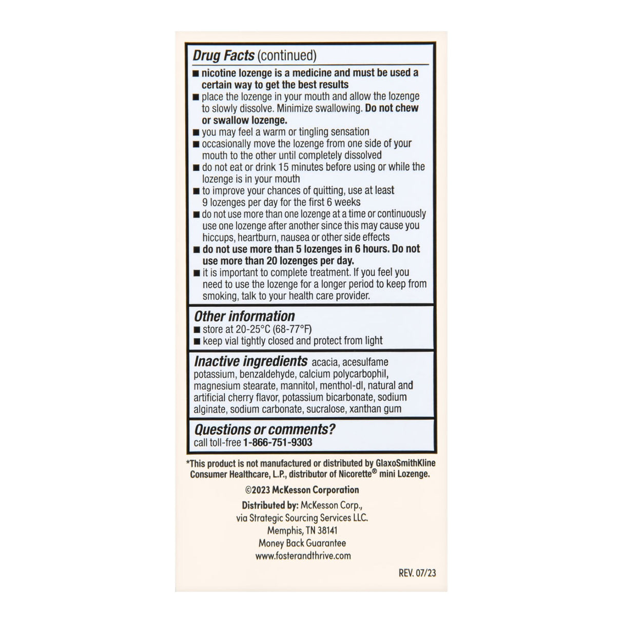 Stop Smoking Aid Foster & Thrive™ 2 mg Strength Lozenge - BeHope