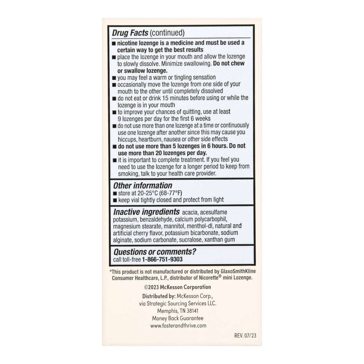 Stop Smoking Aid Foster & Thrive™ 4 mg Strength Lozenge - BeHope