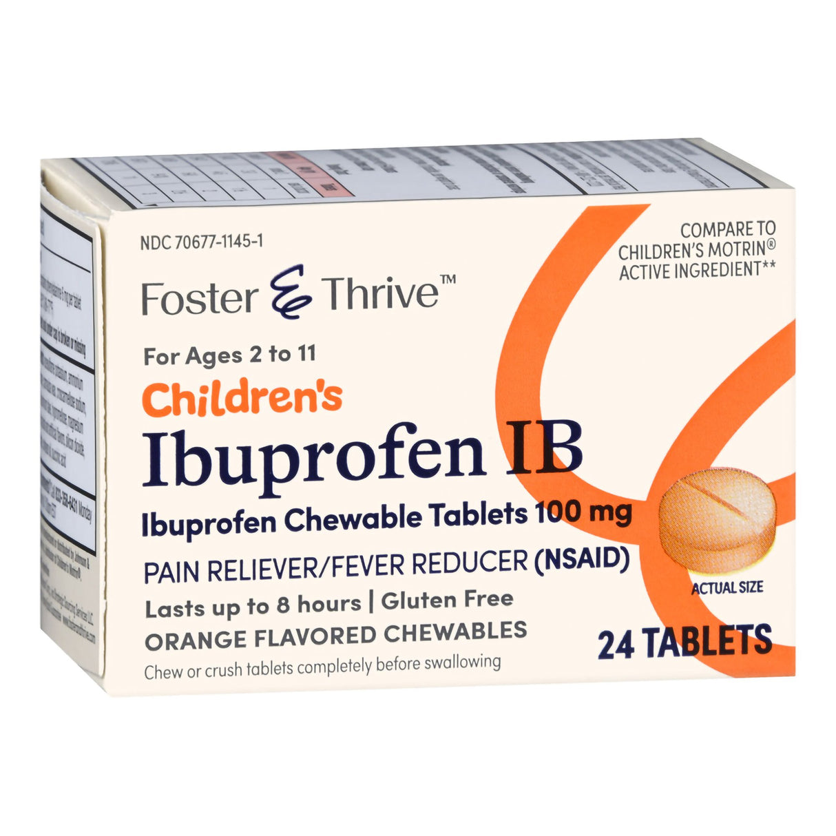 Children's Pain Relief Foster & Thrive™ 100 mg Strength Ibuprofen Tablet 24 per Bottle - BeHope