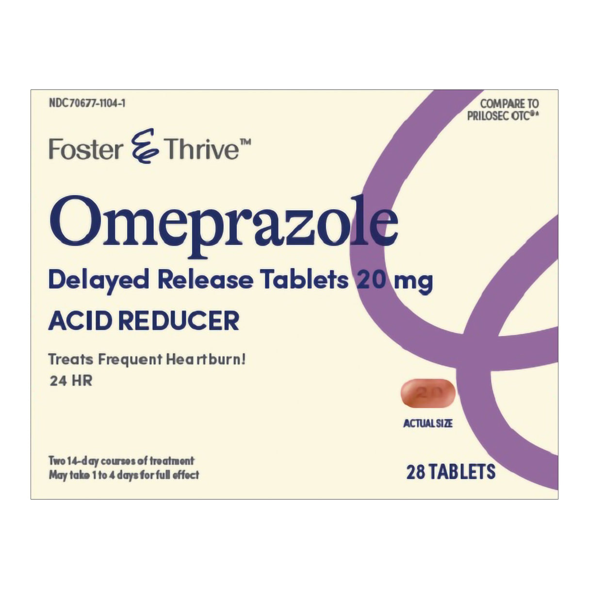 Antacid Foster & Thrive™ 20 mg Strength Delayed-Release Tablet 28 per Box - BeHope