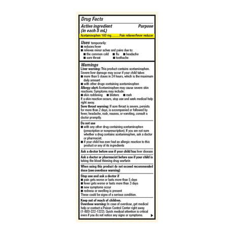 Children's Pain Relief Foster & Thrive™ 160 mg / 5 mL Strength Acetaminophen Oral Suspension 4 oz. - BeHope