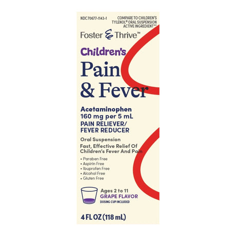 Children's Pain Relief Foster & Thrive™ 160 mg / 5 mL Strength Acetaminophen Oral Suspension 4 oz. - BeHope