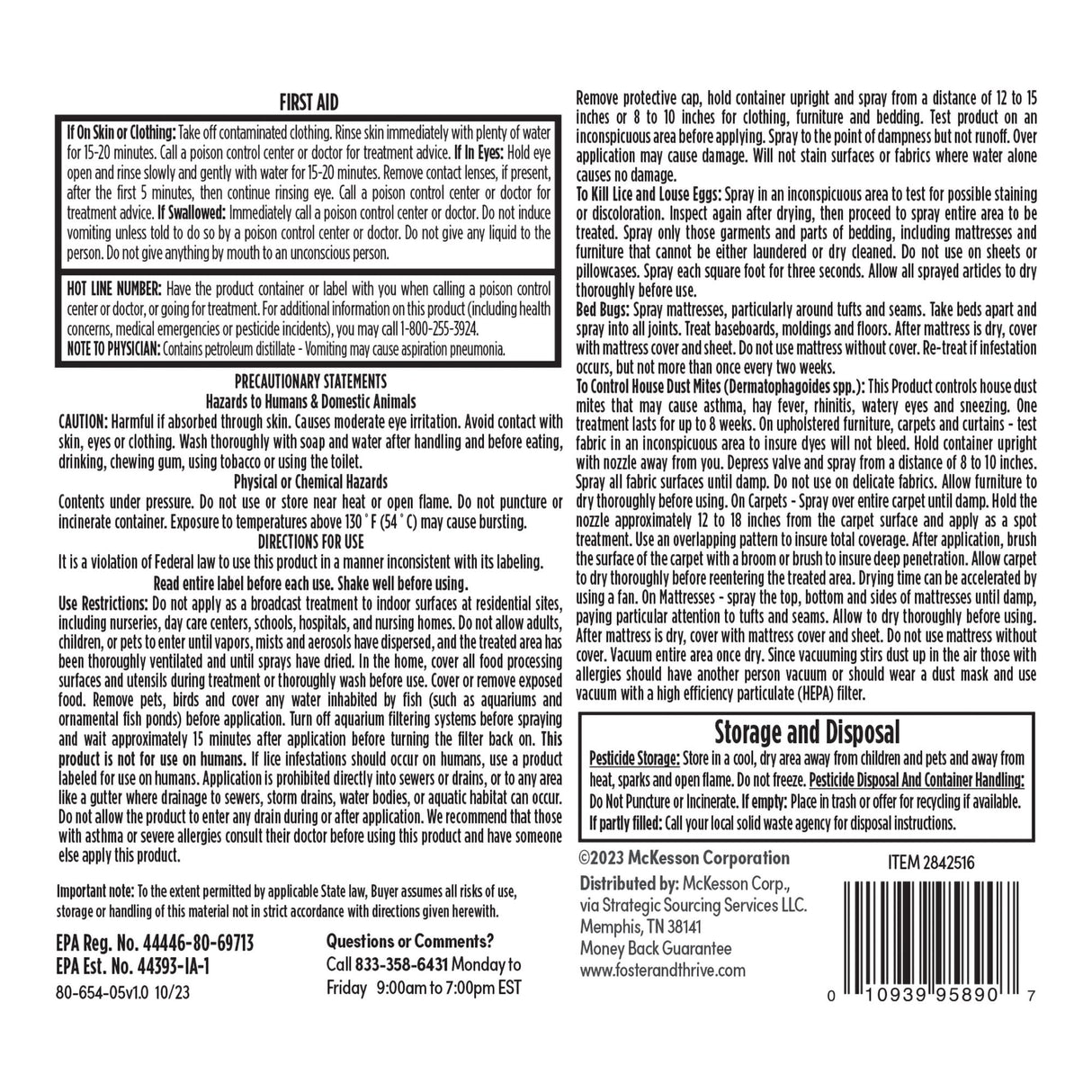Lice Treatment for Durable Goods Foster & Thrive™ Aerosol Spray Liquid 5 oz. Can NonSterile - BeHope