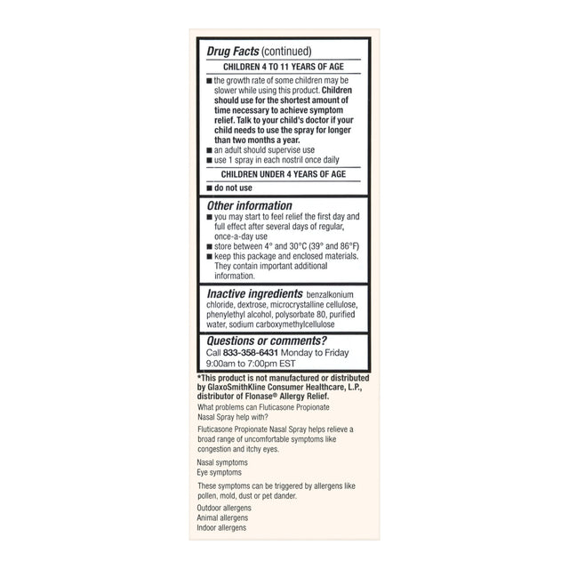 Allergy Relief Nasal Spray Foster & Thrive™ 24-Hour Fluticasone Propionate - BeHope