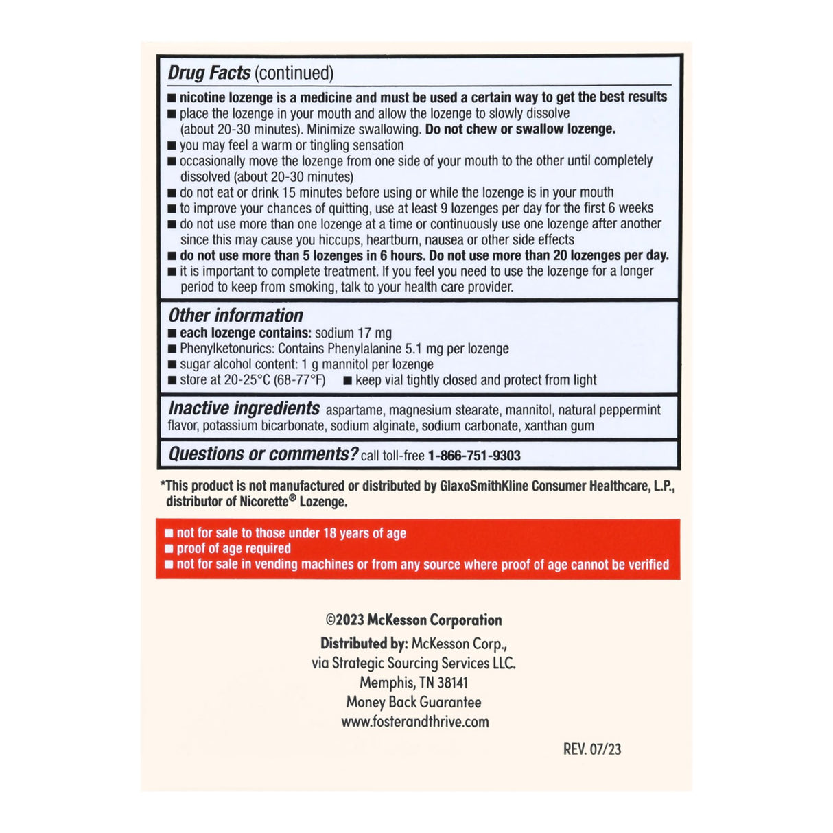 Stop Smoking Aid Foster & Thrive™ 4 mg Strength Lozenge - BeHope