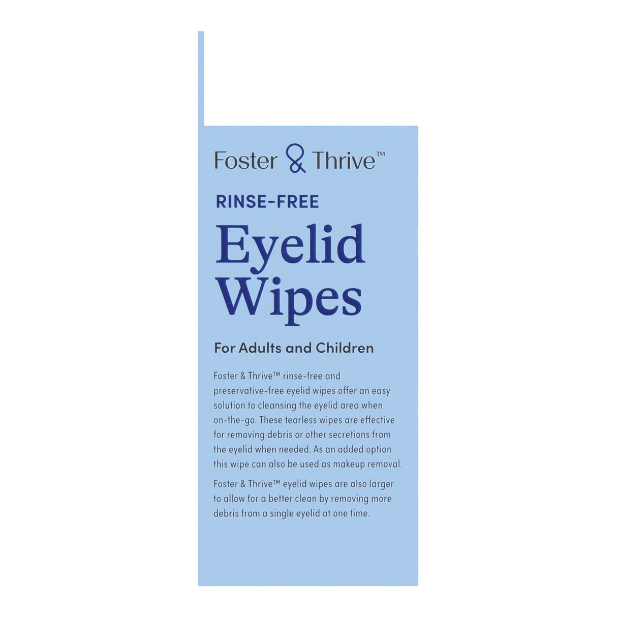Eyelid Cleansing Wipes Foster & Thrive™ Rinse-Free Tearless - BeHope