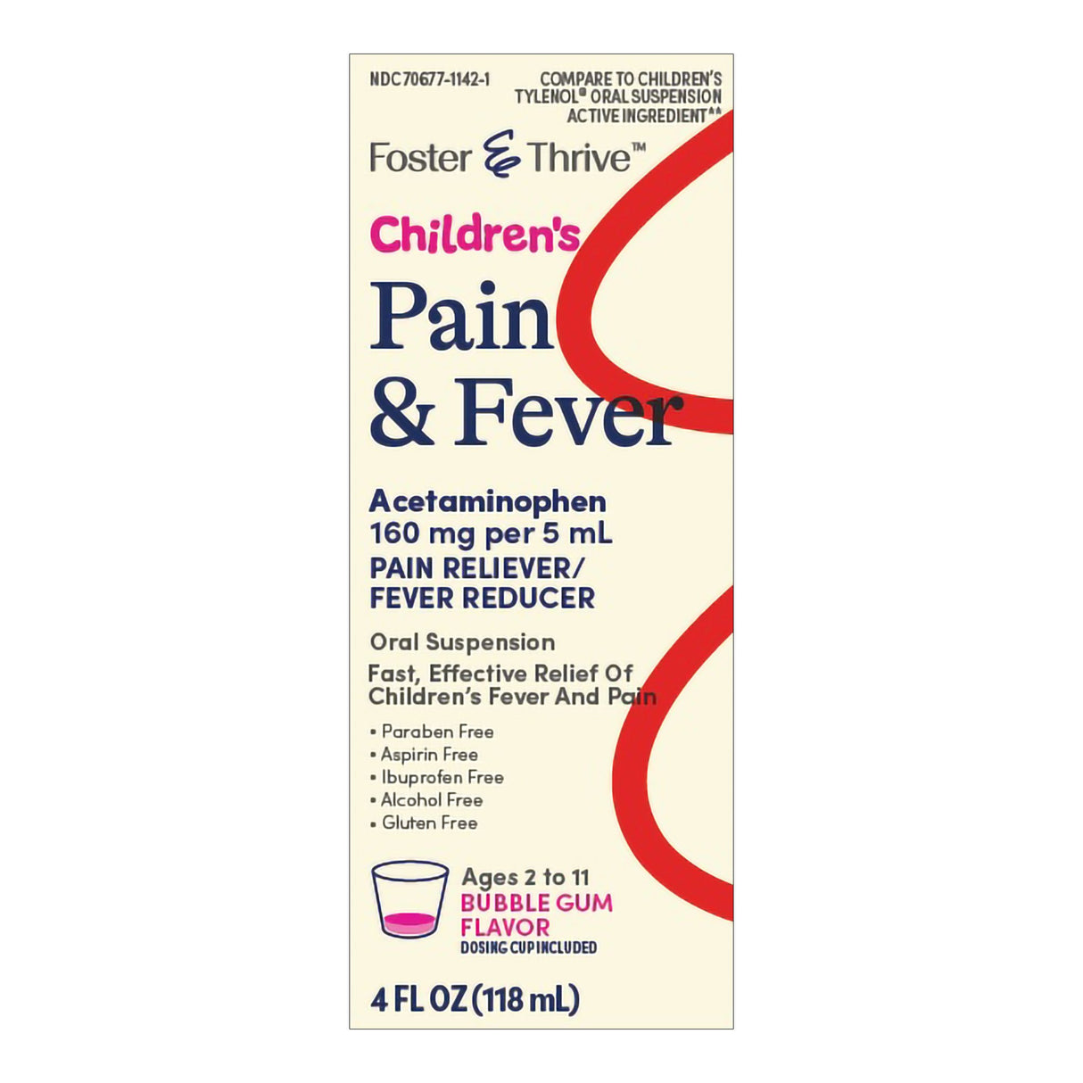 Children's Pain Relief Foster & Thrive™ 160 mg Strength Acetaminophen Suspension 4 oz. - BeHope