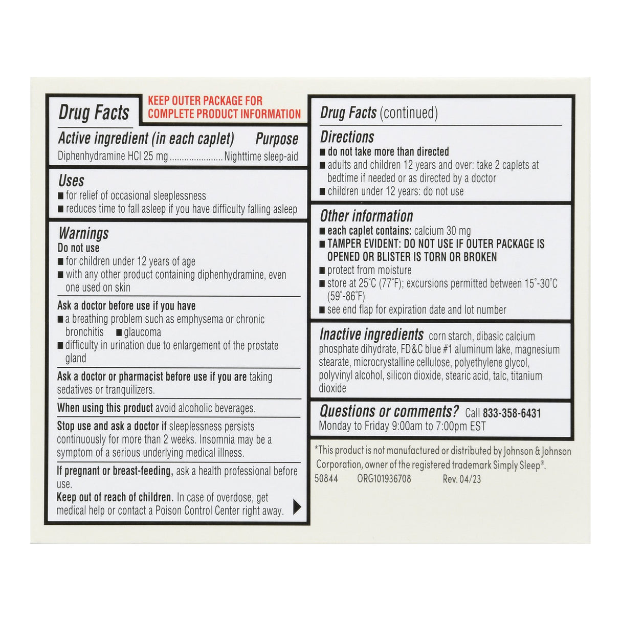 Sleep Aid Foster & Thrive™ 24 per Box Caplet 25 mg Strength - BeHope