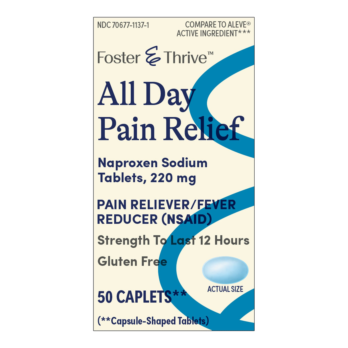 Pain Relief Foster & Thrive™ 220 mg Strength Naproxen Sodium Tablet 50 per Bottle - BeHope