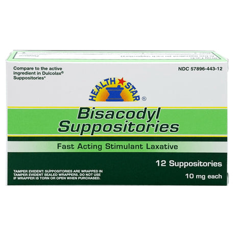 Laxative Suppository Health Star® Bisacodyl for Overnight Relief - BeHope