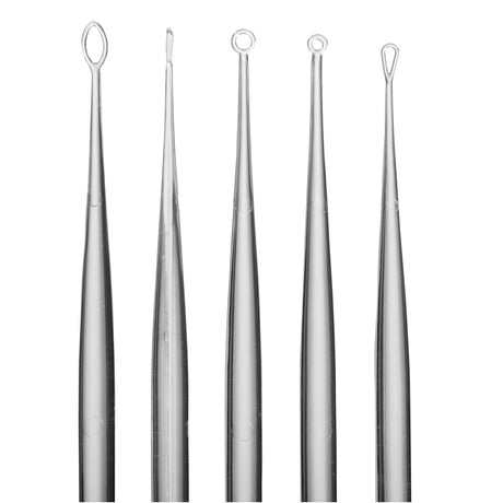 Ear Curette Pack ClearLook® Round Handle 2 to 4 mm Tip Sizes Assortment of 5 Tips - BeHope
