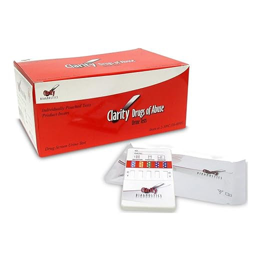 Drugs of Abuse Test Kit Clarity® AMP, BAR, BUP, BZO, COC, mAMP/MET, OPI300, OXY, PCPC, TCA, THC 25 Tests CLIA Waived - BeHope