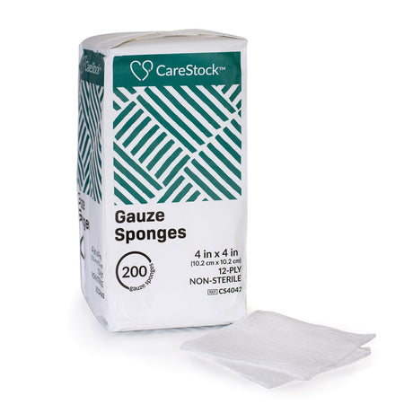 Gauze Sponge CareStock™ 4 X 4 Inch 12-Ply NonSterile 200 per Pack - BeHope