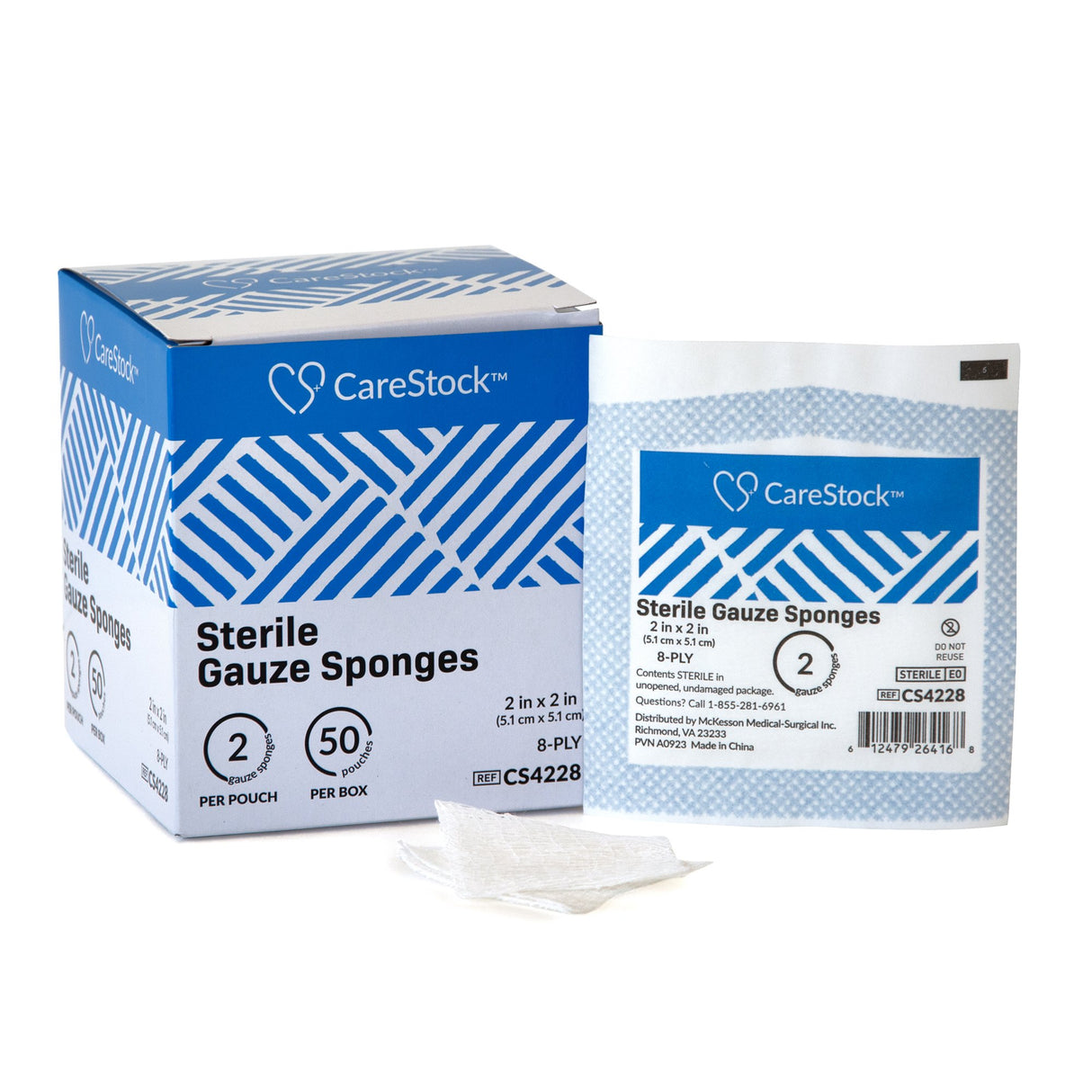 Gauze Sponge CareStock™ 2 X 2 Inch 8-Ply Sterile 2 per Pack - BeHope